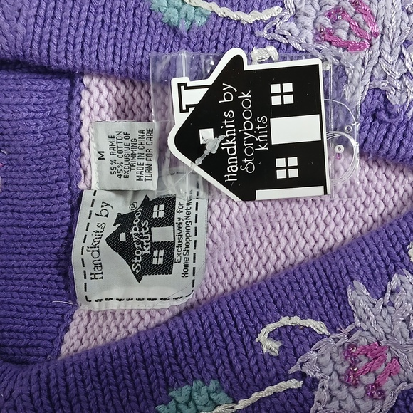 🦄 NWT Storybook Knits Lavender Unicorn Embroidered Beaded Cardigan Grandmacore - Picture 3 of 11